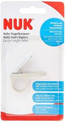 NUK 10256427 Baby corta-unhas, corta-unhas pequeno bebé fácil, seguro graças ao seu anel de dedo para suporte seguro e superfície de corte arredondado, cinzento