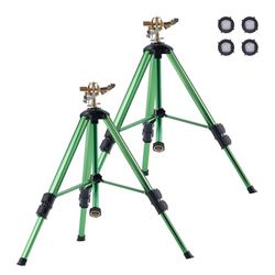 VEVOR Irrigatore a Impatto Base a Treppiede 2 Pezzi Irrigatori a Treppiede Testa in Ottone Connettore G3/4" Irrigazione Area Ampia 360 gradi, Altezza Regolabile per Cortile Giardino Prato Giardinaggio