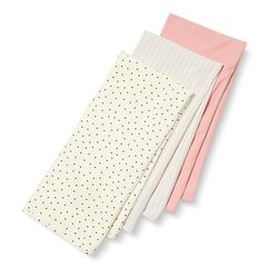 Amazon Essentials Couvertures d’Emmaillotage Mixte Bébé, Lot de 3, Points/Rayures/Rosé Grisé, Taille unique