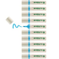 edding 24 EcoLine highlighter - lightblue - 10 highlighters - chisel nip 2-5 mm - for quick and easy marking and highlighting of texts and notes - refillable, made of recyclable material