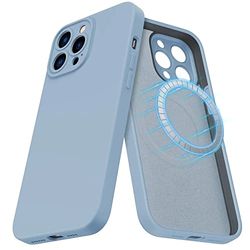 Qinzhijia - Magnetiskt silikonfodral för iPhone 12 Pro MAX Magsafe, silikon telefonfodral med reptåligt, stöttåligt telefonfodral för iPhone 12 Pro MAX 6,7 tum