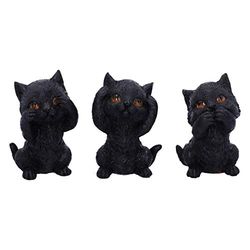 Nemesis Now Three Wise Kitties See No Hear No Speak No Evil Znajoma figurka czarnych kotów, żywica, 8,8 cm