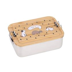LÄSSIG Children's Lunch Box Stainless Steel and Bamboo Breakfast Box Sustainable Nursery School Lunch Box Stainless Steel Bamboo Happy Prints