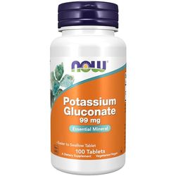 Now Foods, Potassium Gluconate, 99mg, 100 Vegan Tablets, Lab-Tested, Gluten Free, Soy Free, Vegetarian, Non-GMO