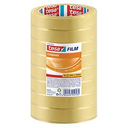 tesa tesafilm standard Self-Adhesive Clear Tape - Transparent Multi-Purpose Adhesive Tape for Home, Office and School, 66 m x 19 mm - Pack of 8