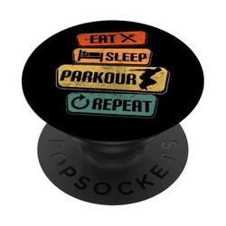 Eat Sleep Parkour repite un divertido parkour de carrera libre PopSockets PopGrip Adhesivo