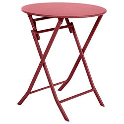 Hespéride HES-117604 Table Pliante Ronde Greensboro-2 Places-Groseille, Acier traité époxy, Large