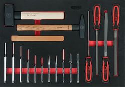 KS Tools 711.1018 Serie di lime, scalpelli e martelli, 18 pz, modulo 1/1