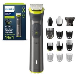 Rifinitore All-in-One Philips serie 7000, Multigroom 14 in 1 per viso, testa e corpo, 21 impostazioni di lunghezza (0,5-16 mm). Un unico strumento, massima precisione (modello MG7930/15)