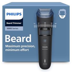 Philips Beard Trimmer 5000 Series - Self-Sharpening Metal Blades, 40 Lock-in Settings, BeardSense Technology, Hair Collector, 100% Waterproof, Fading Comb, Travel Pouch, Model BT5785/30