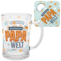 GRUSS & CO Juego de abrebotellas de cerveza con diseño de papá: juego compuesto por un vaso de cerveza con asa y un posavasos con abrebotellas, en caja de regalo