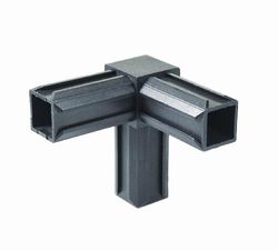 Alberts 426422 Raccord XD pour tubes carrés | à 90°, avec une sortie supplémentaire à angle droit | plastique, en noir | 30 x 30 x 2,0 mm