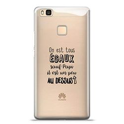 Zokko fodral Huawei P9 Lite "We're All Equal Except Papi Han är lite ovan" - mjukt genomskinligt bläck svart