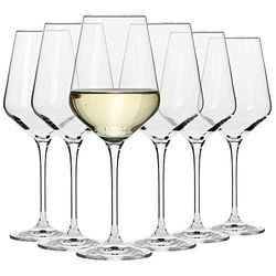 KROSNO Hoog Witte Wijnglazen | Set van 6 | 390 ML | Avant-Garde Collectie | Kristalglas | Perfect voor Thuis, Restaurants en Feesten | Vaatwasser Veilig