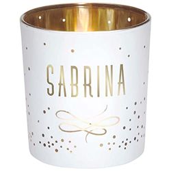 Förnamn ljuskrona i vitt och guld - Sabrina - Draeger