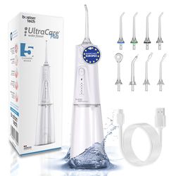 Idropulsore Dentale Portatile UltraCare Plus | Elimina Placca Cura Tartaro Gengive Ortodonzia | 5 Modalità Regolabili | 8 Ugelli Serbatoio 300 ml | Irrigatore Orale Professionale Certificato CE FDA