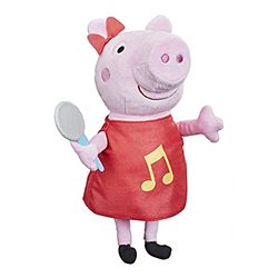 Peppa Pig Grunz-mit-Mir-Peppa, zingende pluche pop met rode jurk en strik, zingt 3 liedjes, geschikt voor kinderen vanaf 3 jaar