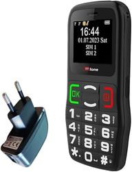 TTfone TT220 - Telefono cellulare con tasti grandi per anziani con pulsante di assistenza in caso di emergenza (con caricatore di alimentazione)