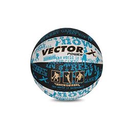 Vector X Power Basketball (Black/White/Blue, Size: 3) Material: Rubber | Water-Resistant Ball | High Quality Rubber | Appealing Graphics