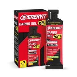 Enervit Carbo Gel C2:1PRO Lime, Gel Energético con 40g Carbohidratos, Actividades de Alta Intensidad, +50% Carbohidratos Absorbidos, Sabor Lime, Sin Gluten, Alta Digestibilidad, Vegano, 7 Pack de 60ml