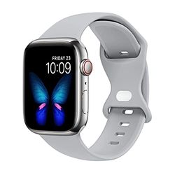 Lysun Compatible con Apple Watch Band 38mm 40mm 41mm Correa deportiva de silicona suave compatible con iWatch Series 7 6 5 4 3 2 1 SE Mujer Hombre, gris, 38/40/41 mm, Clásico