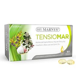 Marnys Tensiomar Para la tensión arterial, Favorece la Normal Función del Corazón, Cápsulas de Aceite de Espino Blanco, Olivo y Ajo, 60 Cápsulas