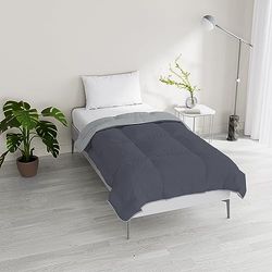 Italian Bed Linen Winter donsdeken, tweekleurig, gevuld, dromen en stemmen, lichtgrijs/donkergrijs, Frans bed, 200 x 200 cm