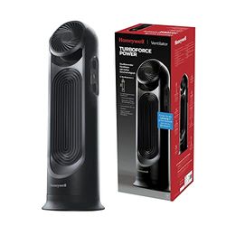 Honeywell TurboForce Power Ventilador de Torre Oscilante 2 en 1 de Alta Velocidad, 6 Ajustes de Velocidad,2 Ventiladores de Control Independiente,Oscilación de 80°, Ventilador de Torre de 80 cm,HYF500