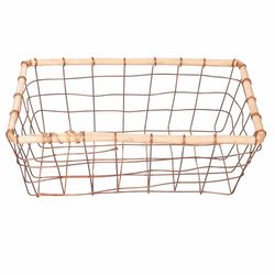 Villa d'Este Home Tivoli Large Rectangular Basket 36 x 24 cm in Iron and Wood, La Cucina