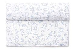 Ti TIN Musseline 100% katoen | zachte chiffon voor baby's met patronen van kinderen, kleur hemelsblauw, kan als vouwdoek of laken worden gebruikt, zacht en absorberend, 120 x 120 cm