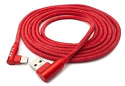 SYSTEM-S USB 3,1 kabel 2 m typ C kontakt till 3,0 typ A kontakt flätad vinkel i rött