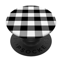Jumbo Jet Black Gingham Check Square Pattern PopSockets PopGrip: Swappable Grip for Phones & Tablets
