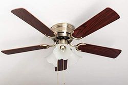 Kisa Deluxe plafondventilator 105 cm messing antieke vleugels palissander/donker notenhout inclusief verlichting en trekschakelaar