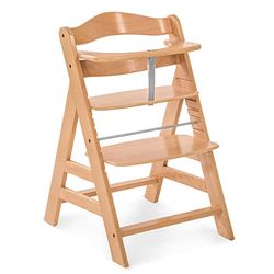 Hauck Alpha+ houten verstelbare kinderstoel met 5-punts harnas vanaf 6 maanden tot 90 kg, geschikt voor Hauck Alpha wipstoeltje vanaf de geboorte, meegroeistoel - natuur