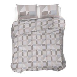 PENSIERI DELICATI Parure Påslakan Dubbel Flanell 100% Bomull, Påse 250X200 CM och örngott 52X82 CM, Tillverkad i Italien, 40° Maskintvättbart Påslakan Aten Beige