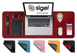 SIGEL SA603 Bureauonderlegger - oprolbaar - waterdicht - antislip - hoogwaardig imitatieleer - rood, zwart - dubbelzijdig - 80 x 30 cm