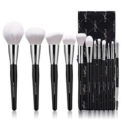 Enther & LaFeel Lot de 12 pinceaux de maquillage professionnels avec sac à pinceaux de maquillage, pinceaux de maquillage pour les yeux, fond de teint, anti-cernes, poudre, blush, fard à paupières,