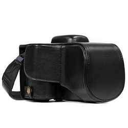MegaGear MG856 Etui de Protection avec Bandoulière/Accès Batterie en Cuir pour Appareil Photo Nikon D3400 (18-55) Noir