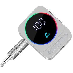 Hoppac Ricevitore Bluetooth 5.3,Aux Bluetooth Auto Con Display LED,Ricevitore Bluetooth Jack 3.5 mm Per Rispondere Alle Telefonate e Ascoltare Musica,Ricevitore Bluetooth Aux Per L'Audio Dell'Auto