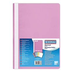 DONAU 1702001PL-16 Plastic File Folder A4 Pink/Transparent Folder Plastic Made of Eco PP Film 120/180 µm/with Transparent Cover/for Office and School/Capacity Approx. 200 Sheets | Pack of 10