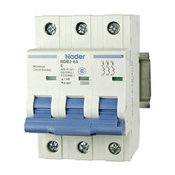 ASI NDB2-63C25-3 - Interruttore automatico per montaggio su guida DIN, protezione supplementare UL 1077, 25 amp, 3 poli, 240/480V, curva C di viaggio per uso generico