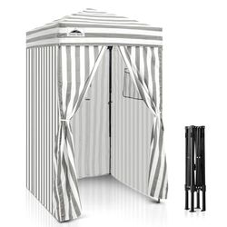 Eagle Peak Pop-up Cabine d’essayage extérieur 1.2m x 1.2m, vestiaire Portable de Plage Piscine Jardin avec fenêtre (Blanc/Gris)