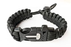 WIKA Pulsera de supervivencia, paracord, pedernal, cuchillo, silbato (negro)