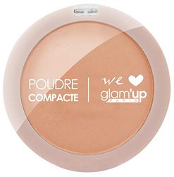 Glam'Up Paris - Poudre Compacte - Poudre Pressée - Couverture Complète - Longue Tenue - Fini Mat et Naturel - Contrôle de la Brillance - N°3 - Beige