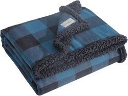 Eddie Bauer - Throw Blanket, Super Soft Reversible Sherpa Flannel Bedding, Ideal Christmas & White Elephant Gifts, Cozy Plaid Throw Blankets for Couch (Cabin Plaid Blue, Throw)