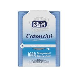 Neutro Roberts - Wattenstaafjes met hygiënebesparende doos - Zachte en biologisch afbreekbare wattenstaafjes met kartonnen stokje, ideaal voor kinderen - 260 stuks