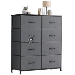 Sweetcrispy Commode met stoffen laden, sideboard met 8 stoffen laden, ladekast, organisatiemeubel voor keuken, kantoor, hal, tv-kast met laden, middengrijs