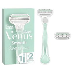 Gillette Venus Smooth Sensitive-scheersysteem Voor Vrouwen, 1 Handvat, 2 Navulmesjes, 3 Rondingvolgende Mesjes Voor Een Gladde Scheerbeurt