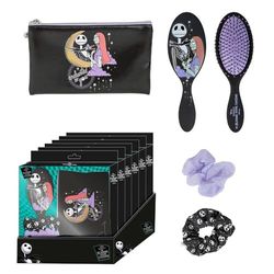 Set de Belleza de Pesadilla Antes de Navidad - Color Negro - Conjunto Completo - Incluye Cepillo de Pelo, 2 Coleteros y Estuche - Producto Original