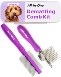 Poodoodle Lovely Poodles & Doodles - Juego de Herramientas de engomado para Perros y Gatos, Peine para desenredar el Pelo de la Capa Inferior, Goldendoodles, Labradoodle, Cepillo para Eliminar Nudos